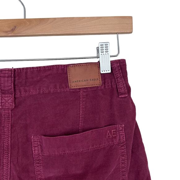 American Eagle Maroon Corduroy Baggy Mom Pants Sz 4 - Picture 5 of 6